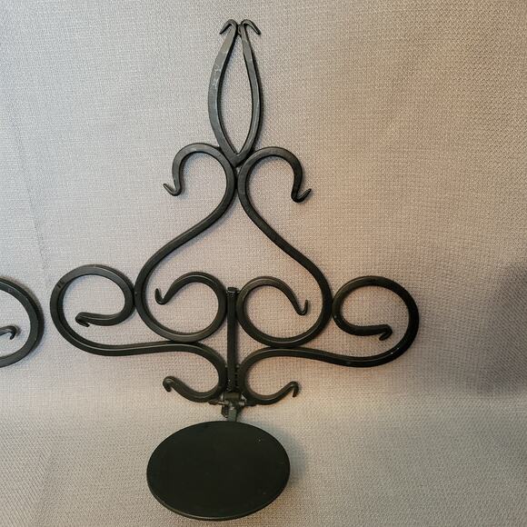 Pair Black Wrought Iron Hand Forged Pillar Candle Wall Sconces - Picture 11 of 12